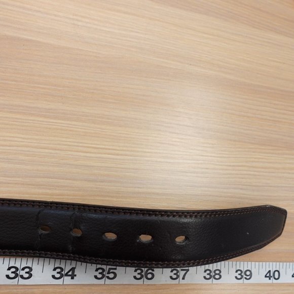 Brown Belt Mens 34 Leather Dress Formal Oxford Luxury JAPAN MARIE CLAIRE Homme - Picture 9 of 13